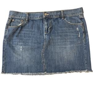 Old Navy Factory Distressed Frayed Hem Denim Mini Skirt Size 16